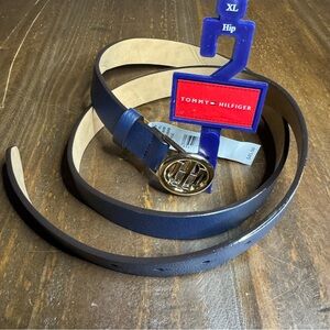 Tommy Hilfiger Navy Blue Faux Leather Belt XL